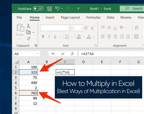 Learn how to multiply numbers and columns in Excel using the asterisk symbol (*) or the PRODUCT function. See examples, explanations and screenshots of how to multiply in Excel with formulas and without formulas. 